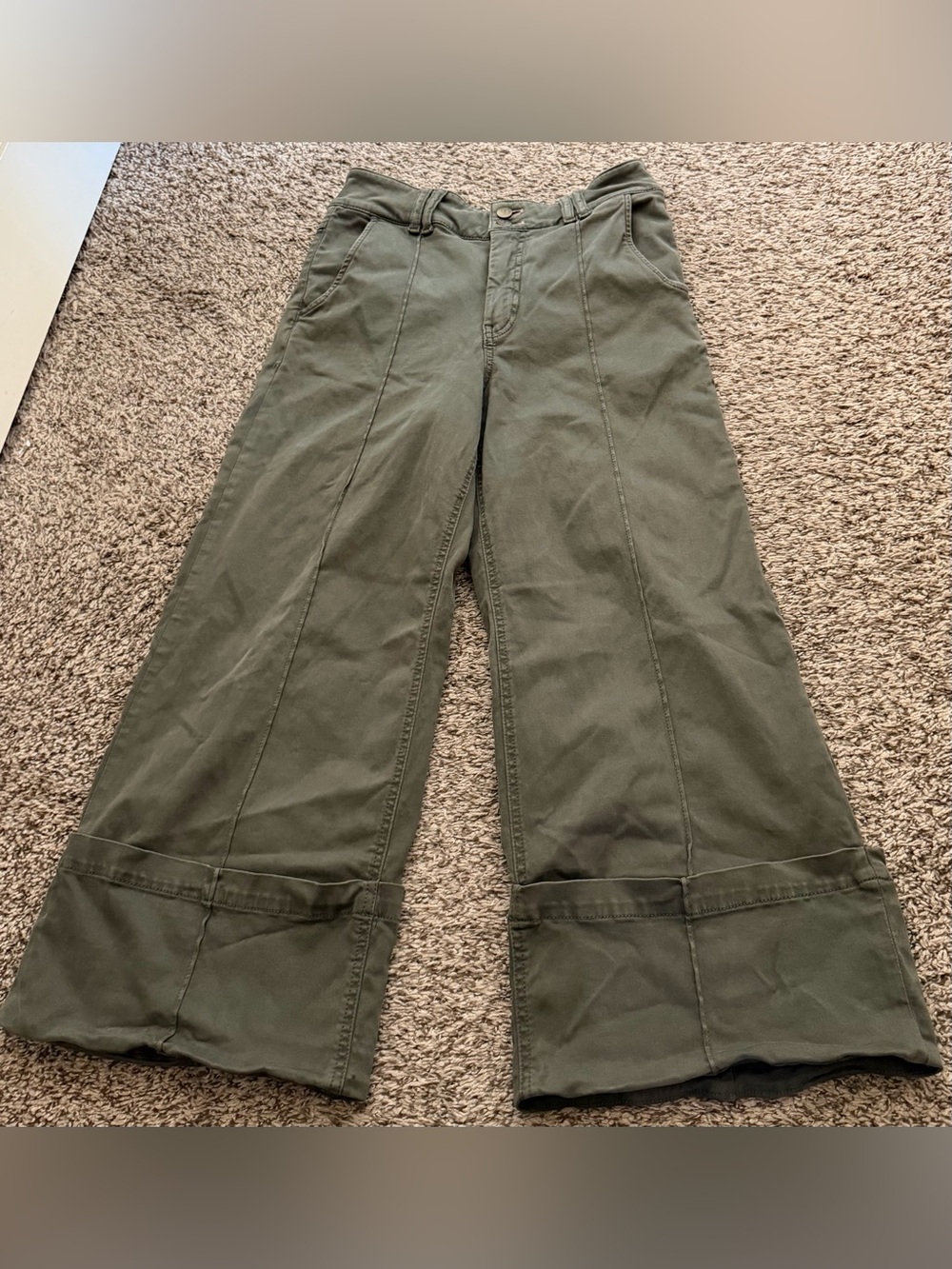 Pilcro Olive Wide Leg Cuffed Pants size 29 - Picture 2 of 4